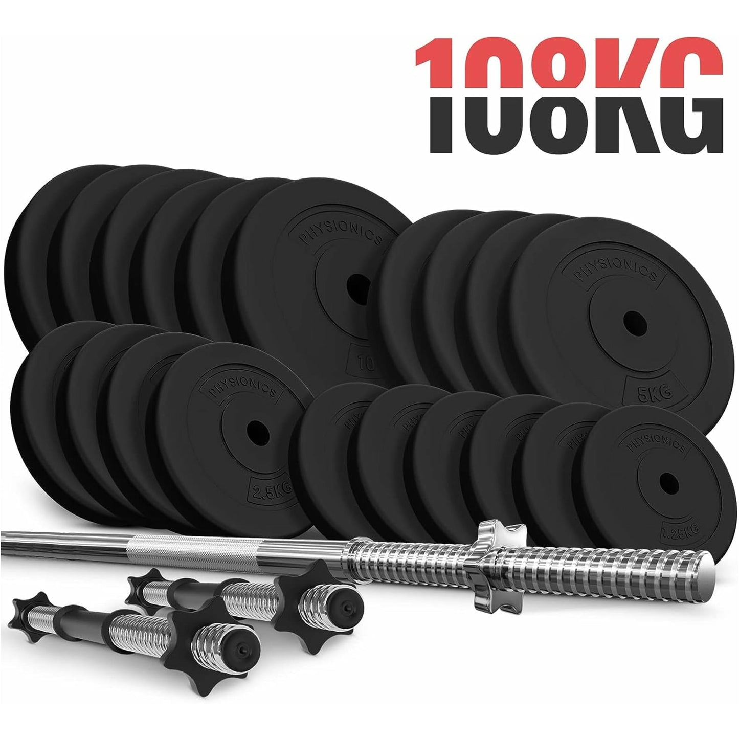 Set complet gantere plastic umplute cu ciment, 108kg, Physionics - Gorilla Sports Ro