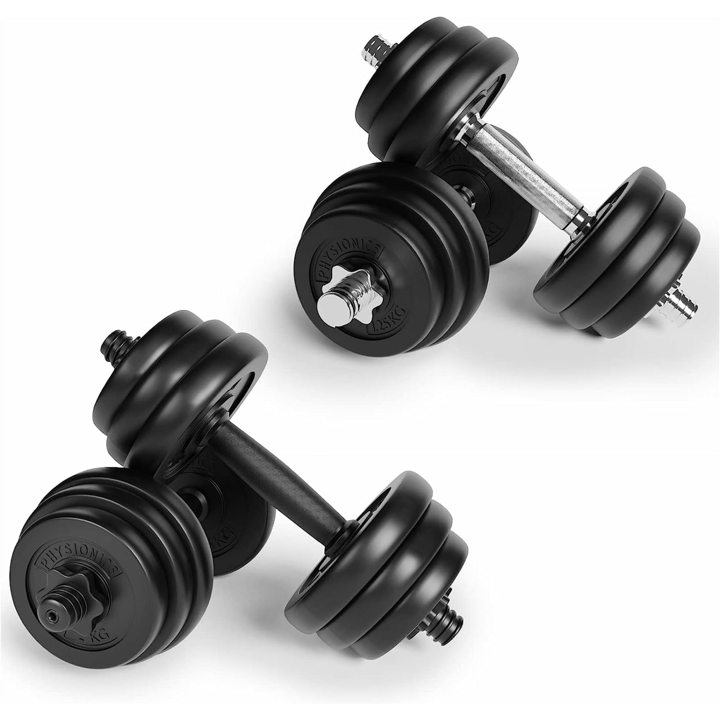 Set gantere plastic umplute cu ciment, 2 x 20kg, Physionics - Gorilla Sports Ro