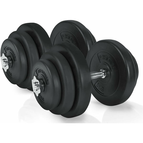 Set gantere plastic umplute cu ciment, 2 x 20kg, Physionics - Gorilla Sports Ro