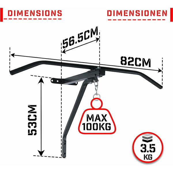 Bara de tractiuni si carlig pentru sac box, Physionics - Gorilla Sports Ro