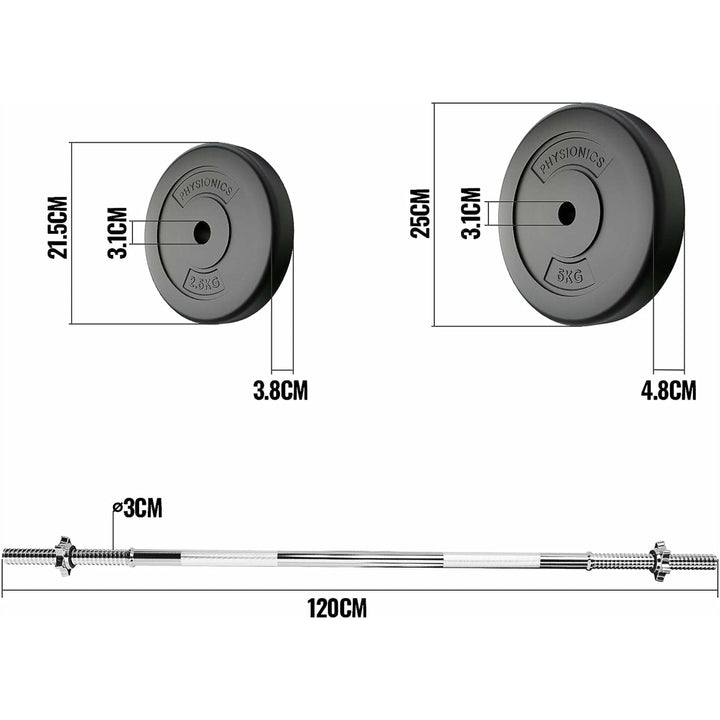 Set bara cu discuri, 20 kg, Physionics - Gorilla Sports Ro
