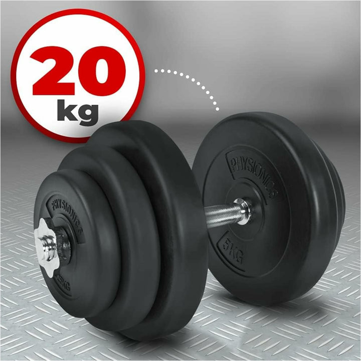 Gantera plastic umpluta cu ciment, 20kg, Physionics - Gorilla Sports Ro