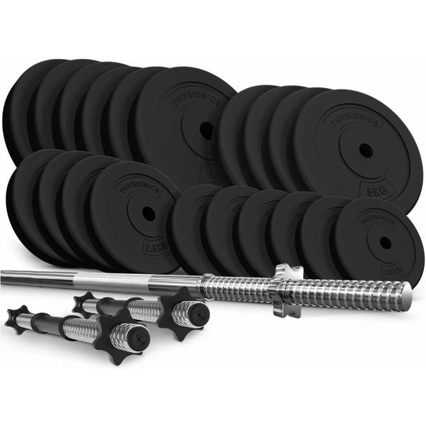 Set complet gantere plastic umplute cu ciment, 58kg, Physionics - Gorilla Sports Ro
