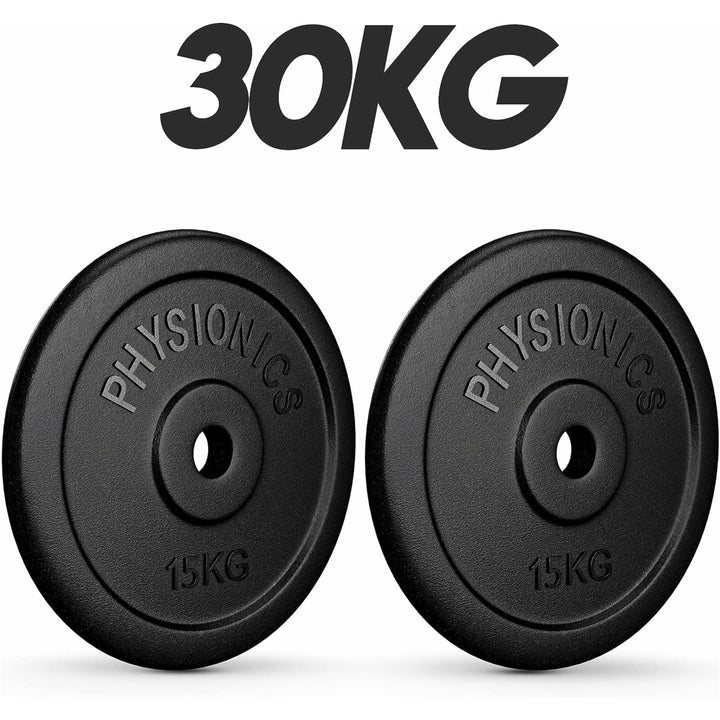Set discuri fonta, negru, 30mm, 2 x 15kg Physionics - Gorilla Sports Ro