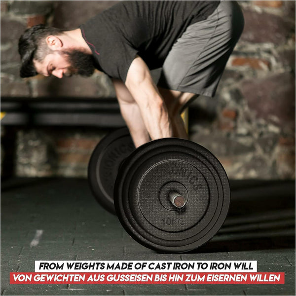 Set discuri fonta, negru, 30mm, 2 x 10kg Physionics - Gorilla Sports Ro