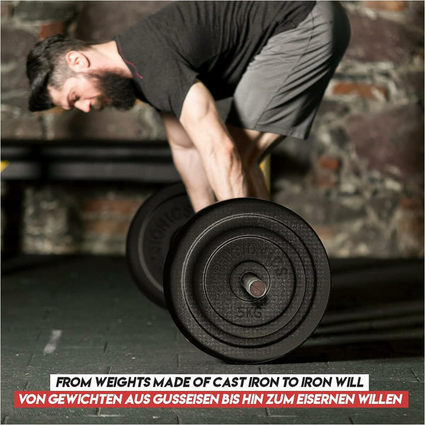 Set discuri fonta, negru, 30mm, 6 x 5kg Physionics - Gorilla Sports Ro