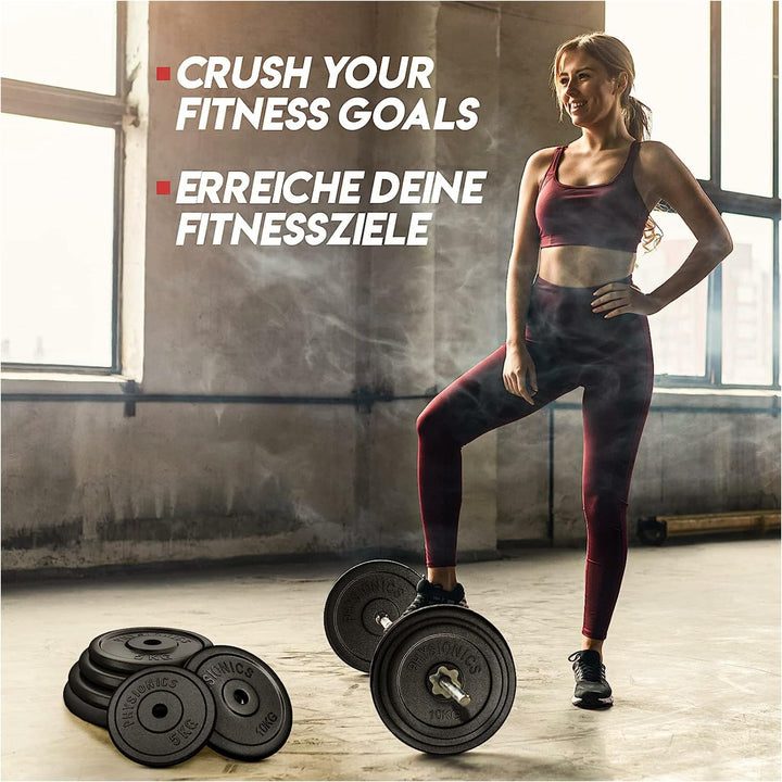 Set discuri fonta, negru, 30mm, 2 x 10kg Physionics - Gorilla Sports Ro