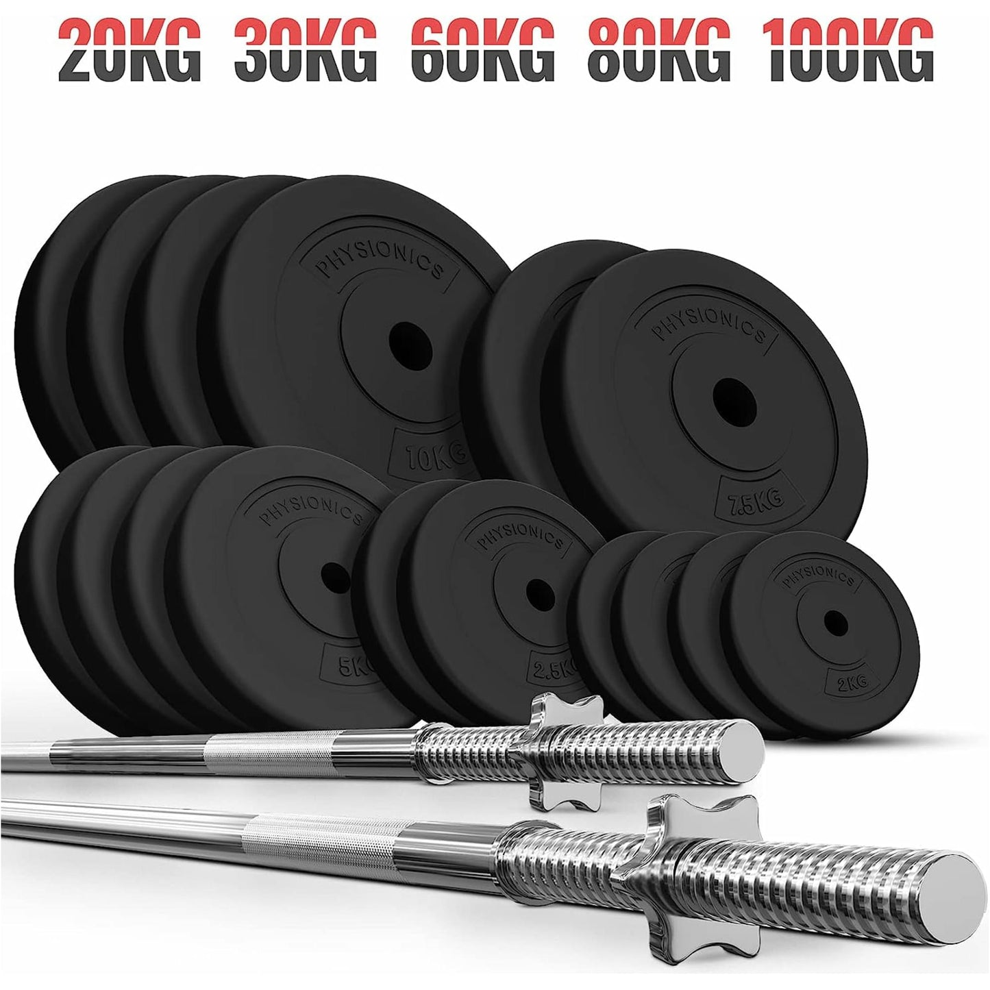 Set bara cu discuri, 20 kg, Physionics - Gorilla Sports Ro