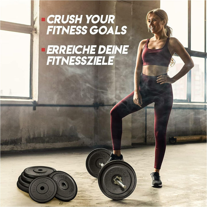 Set discuri fonta, negru, 30mm, 2 x 15kg Physionics - Gorilla Sports Ro