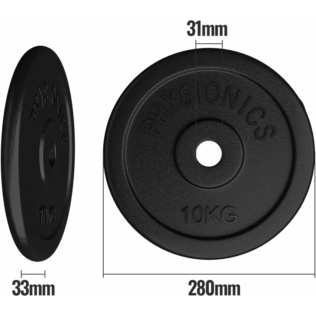 Set discuri fonta, negru, 30mm, 2 x 10kg Physionics - Gorilla Sports Ro