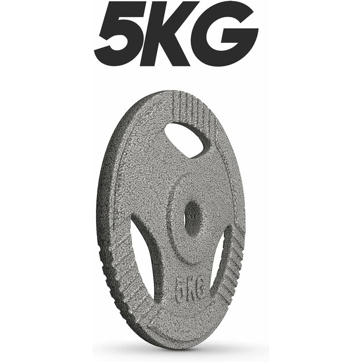 Set discuri fonta cu maner, 2 x 5kg, 30mm, Physionics - Gorilla Sports Ro