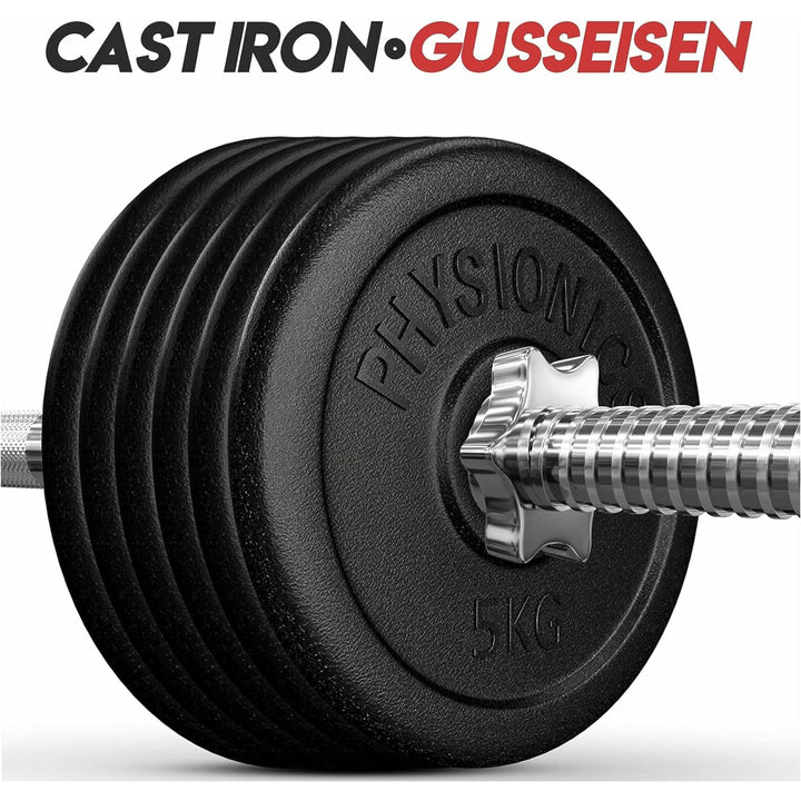 Set discuri fonta, negru, 30mm, 6 x 5kg Physionics - Gorilla Sports Ro