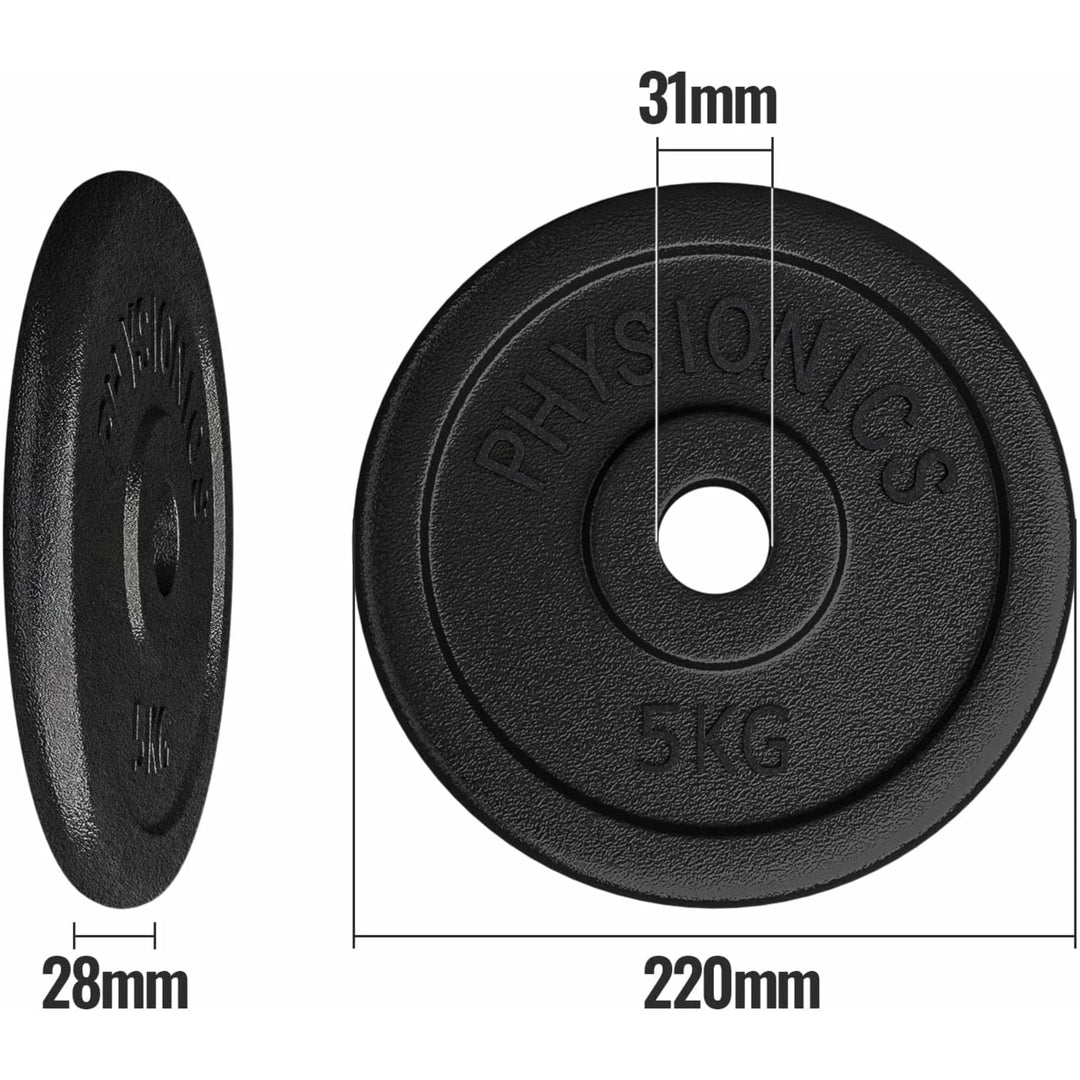 Set discuri fonta, negru, 30mm, 2 x 5kg Physionics - Gorilla Sports Ro