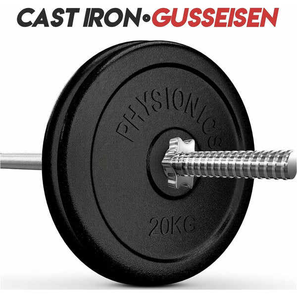 Set discuri fonta, negru, 30mm, 2 x 20kg Physionics - Gorilla Sports Ro