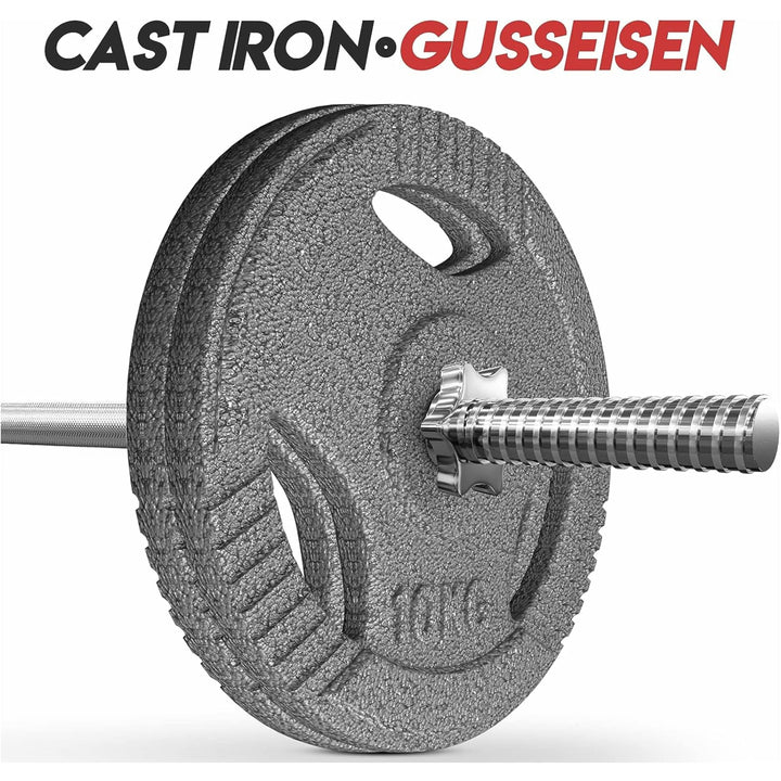 Set discuri fonta cu maner, 2 x 10kg, 30mm, Physionics - Gorilla Sports Ro