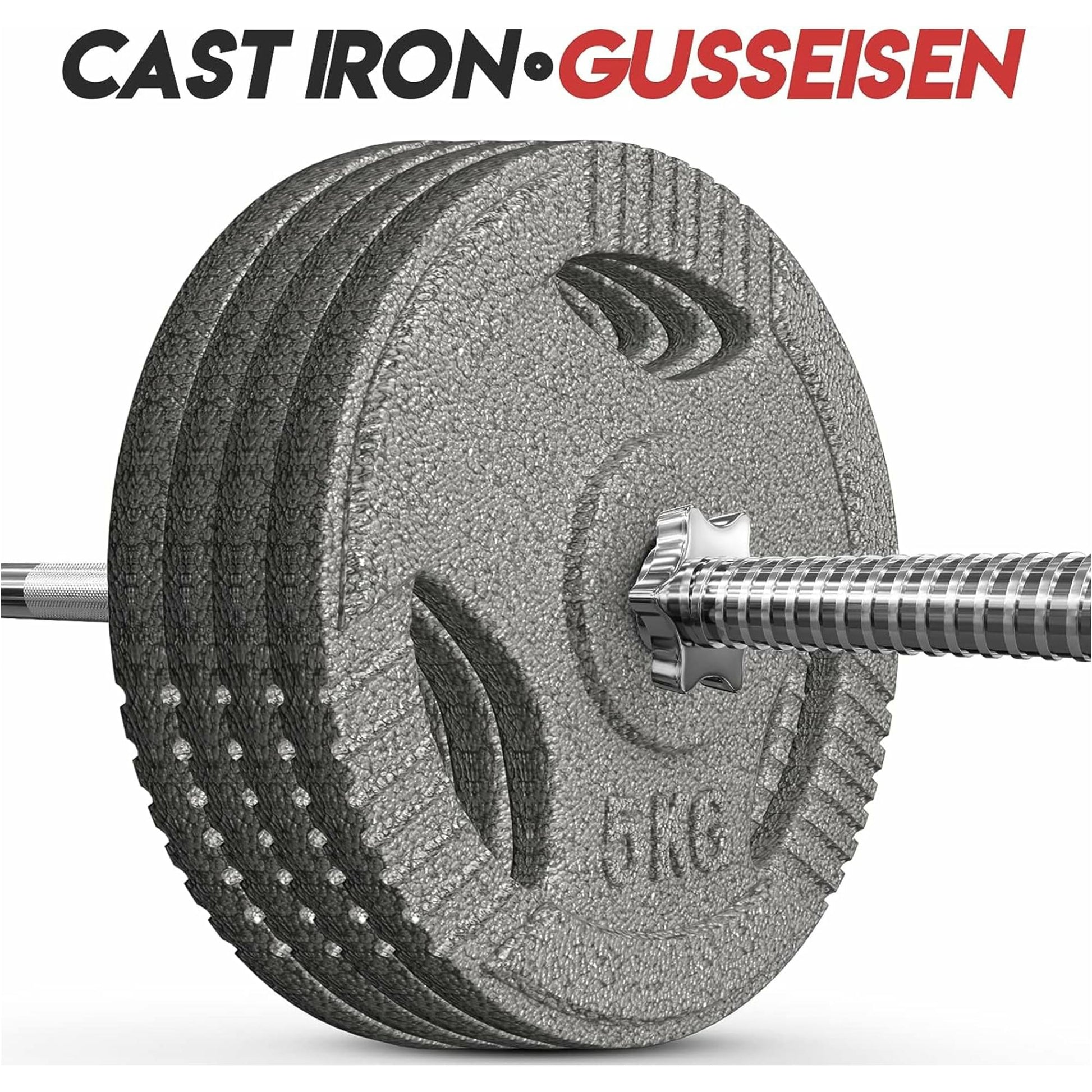 Set discuri fonta cu maner, 4 x 5kg, 30mm, Physionics - Gorilla Sports Ro