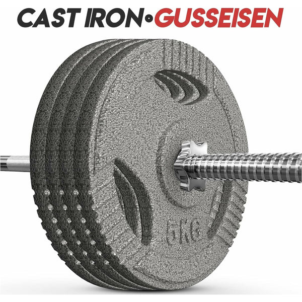 Set discuri fonta cu maner, 4 x 5kg, 30mm, Physionics - Gorilla Sports Ro