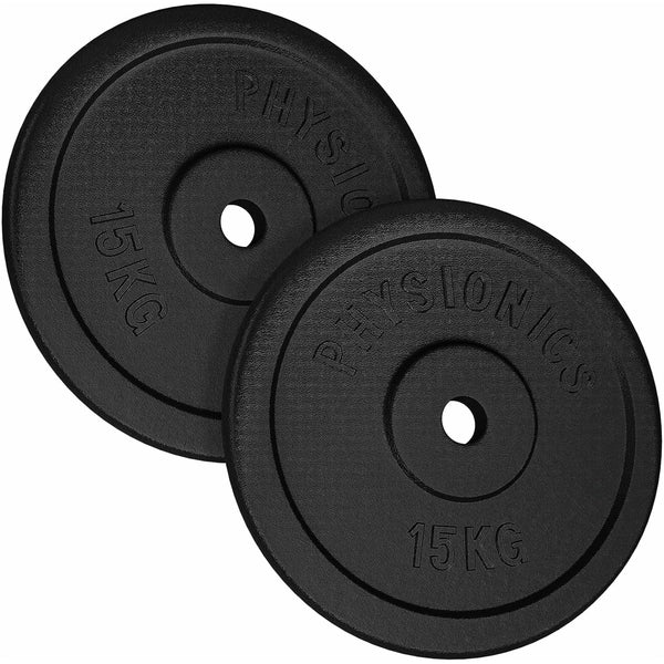 Set discuri fonta, negru, 30mm, 2 x 15kg Physionics - Gorilla Sports Ro