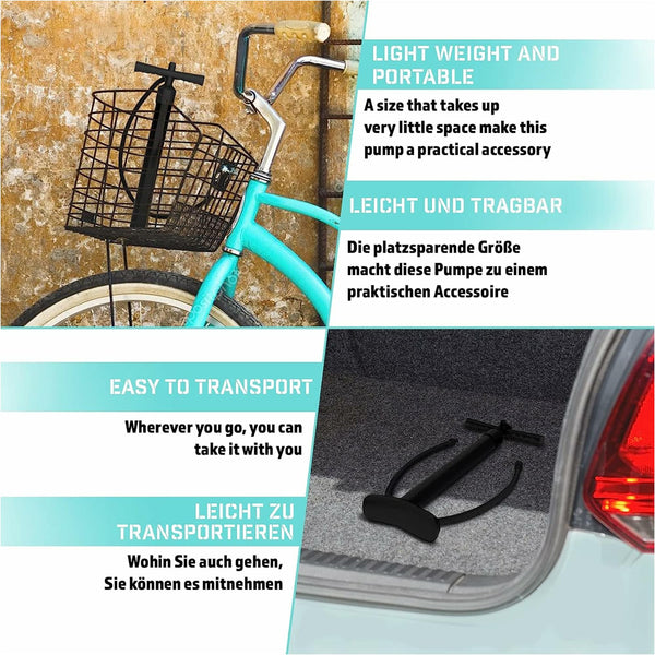 Pompa de aer, portabila, cu manometru, Physionics - Gorilla Sports Ro