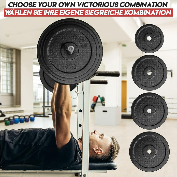 Set discuri fonta, negru, 30mm, 2 x 10kg Physionics - Gorilla Sports Ro