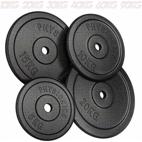 Set discuri fonta, negru, 30mm, 2 x 10kg Physionics - Gorilla Sports Ro