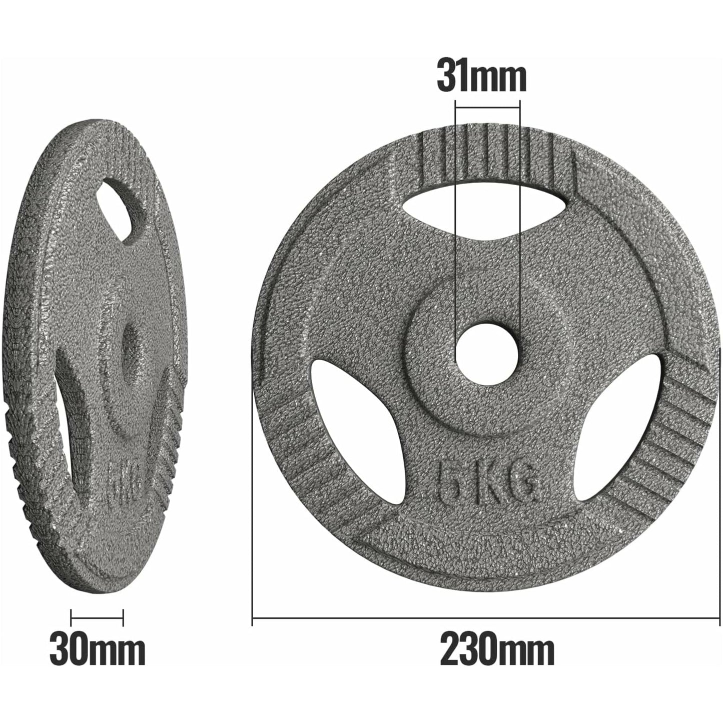 Set discuri fonta cu maner, 1 x 5kg, 30mm, Physionics - Gorilla Sports Ro