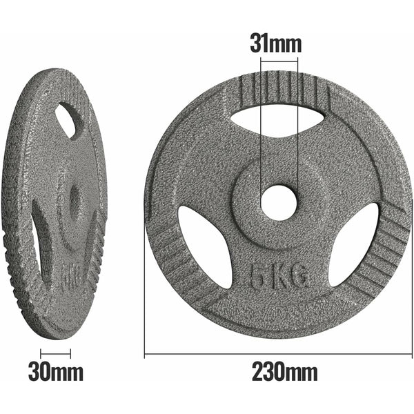 Set discuri fonta cu maner, 4 x 5kg, 30mm, Physionics - Gorilla Sports Ro