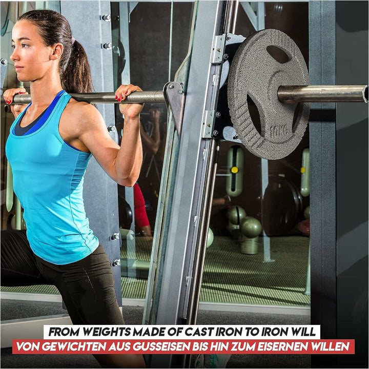 Set discuri fonta cu maner, 2 x 10kg, 30mm, Physionics - Gorilla Sports Ro