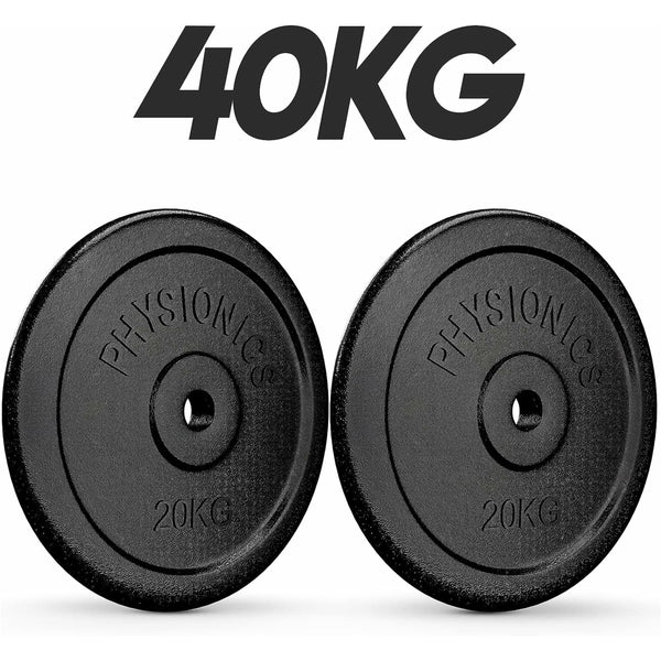 Set discuri fonta, negru, 30mm, 2 x 20kg Physionics - Gorilla Sports Ro